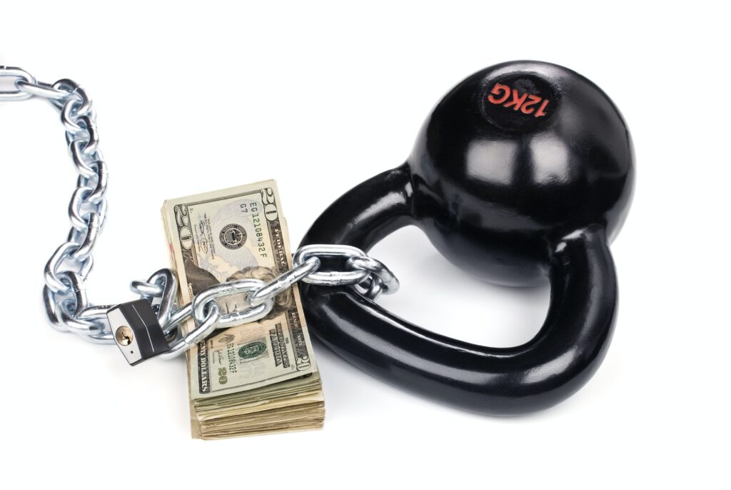 Cash secured by ball and chain